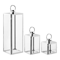 Pota Lantaarns Zilverlook Set van 3