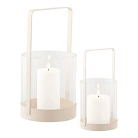 House of Nordic Windlicht van glas en metaal 2 stuks - beige - Ø12 × 25 cm - Mooier Thuis