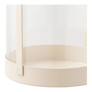 Windlicht van glas en metaal 2 stuks - beige - Ø12 × 25 cm