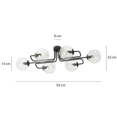 BRANDY 6A 6-lichts plafondlamp - Helder glas