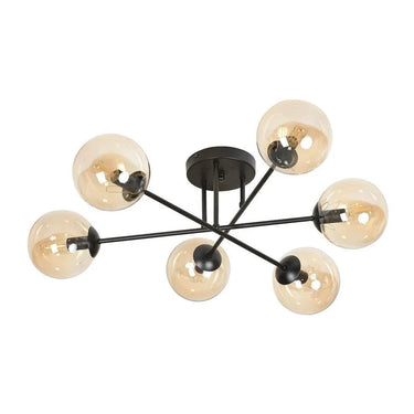 BRENDI 6B 6-lichts plafondlamp - Amber glas