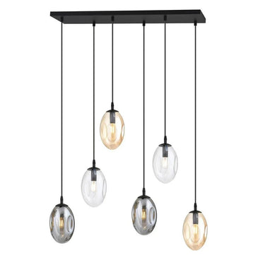 ASTRAL 6-lichts hanglamp - Mix glazen kappen