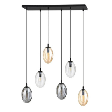ASTRAL 6-lichts hanglamp - Mix glazen kappen