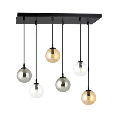 COSMO 6-lichts hanglamp - Mix glazen kappen