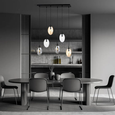 ASTRAL 6-lichts hanglamp - Mix glazen kappen