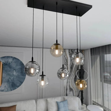 COSMO 6-lichts hanglamp - Mix glazen kappen