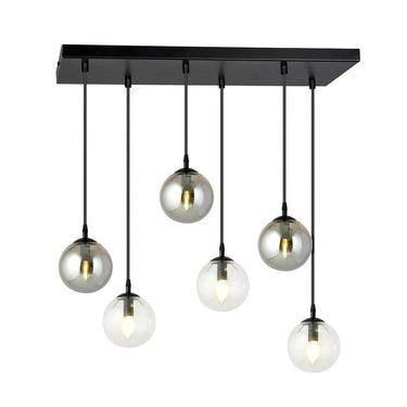 COSMO 6-lichts hanglamp - Smoked glas en helder