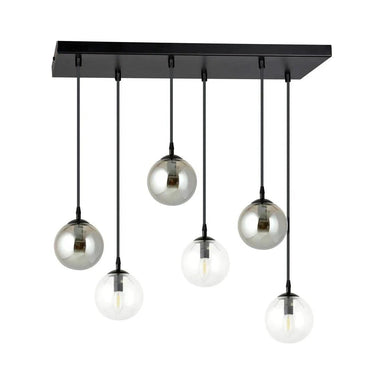COSMO 6-lichts hanglamp - Smoked glas en helder