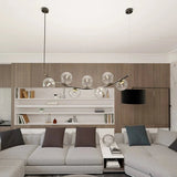 RITZ 7-lichts hanglamp - Helder glas hanglamp met ronde bol - 95 cm breed