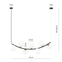 Emibig RITZ 7-lichts hanglamp - Wit glas - Zwart frame - Mooier Thuis