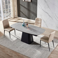 RICK Uitschuifbare Eettafel Grijs Marmer 160-240x90 cm