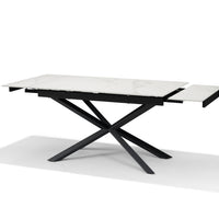 RENO Uitschuifbare Eettafel Wit Marmer 136-196x90 cm