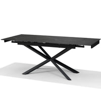 RENO Uitschuifbare Eettafel Zwart Marmer 136-196x90 cm