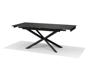 RENO Uitschuifbare Eettafel Zwart Marmer 136-196x90 cm