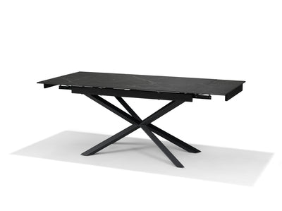 RENO Uitschuifbare Eettafel Zwart Marmer 136-196x90 cm