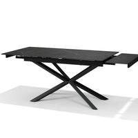 RENO Uitschuifbare Eettafel Zwart Marmer 136-196x90 cm