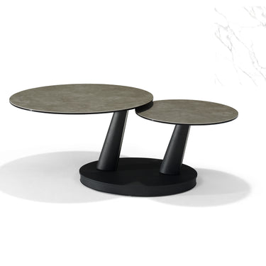 Couchtisch Antares - Deckstone Weiß - 2 drehbare Platten