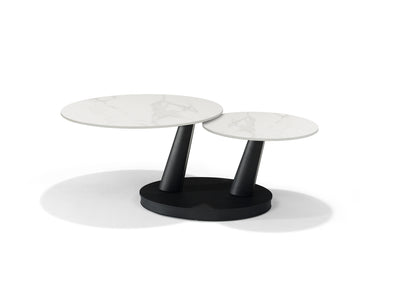 Salontafel Antares - Deckstone Wit - 2 Draaibare Bladen