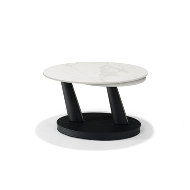 Couchtisch Antares - Deckstone Weiß - 2 drehbare Platten