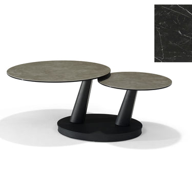 Couchtisch Antares - Deckstone Schwarz - 2 drehbare Platten