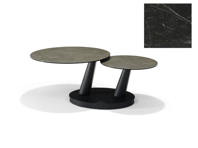 Salontafel Antares - Deckstone Zwart - 2 Draaibare Bladen