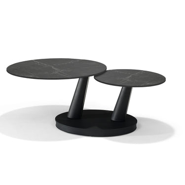 Couchtisch Antares - Deckstone Schwarz - 2 drehbare Platten