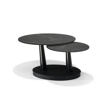 Couchtisch Antares - Deckstone Schwarz - 2 drehbare Platten