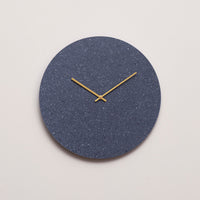 Wandklok Katoenblauw Gerecycled Textiel - Ø38 Gouden Wijzers
