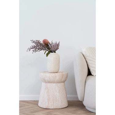 Bonn Bijzettafel van fiberclay naturel Ø37 cm