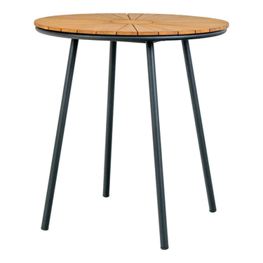 Cleveland Bistrotisch aus natur/schwarzem Teakholz, Ø 70 cm