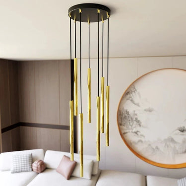 SELTER 7-lichts hanglamp - Goud buizen