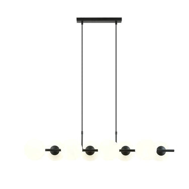 RORY 8-lichts hanglamp - Wit glas - Zwart frame