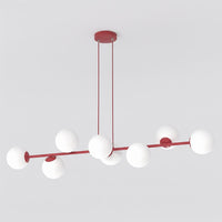 Magnus hanglamp opaalwit glas 8-lichts bordeaux