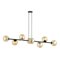 ROSSI 8-lichts hanglamp - Amber glas - Zwart frame - Mooier Thuis