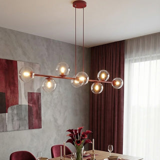 Mooier Thuis - Magnus hanglamp helder glas 8-lichts transparant hanglamp met ronde bol - metaal en glas