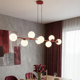 Mooier Thuis - Magnus hanglamp opaalwit glas 8-lichts bordeaux hanglamp met ronde bol - metaal en glas