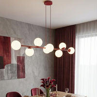Magnus hanglamp opaalwit glas 8-lichts bordeaux