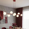 Mooier Thuis - Magnus hanglamp opaalwit glas 8-lichts bordeaux hanglamp met ronde bol - metaal en glas