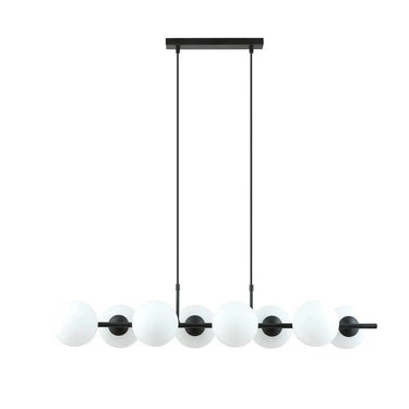 RORY 8-lichts hanglamp - Wit glas - Zwart frame