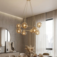 Azura hanglamp amber glas 8-lichts amber