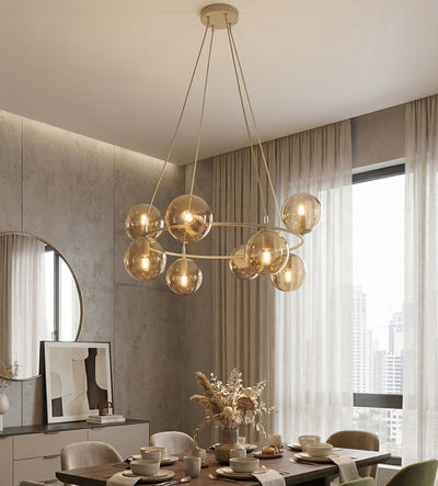 Azura hanglamp amber glas 8-lichts amber