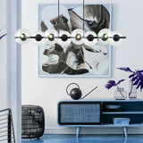 RORY 8-lichts hanglamp - Helder glas hanglamp met ronde bol - 115 cm breed