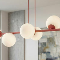 Magnus hanglamp opaalwit glas 8-lichts bordeaux
