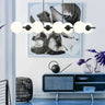 RORY 8-lichts hanglamp - Wit glas - Zwart frame hanglamp met ronde bol - sfeervol in een Modern interieur