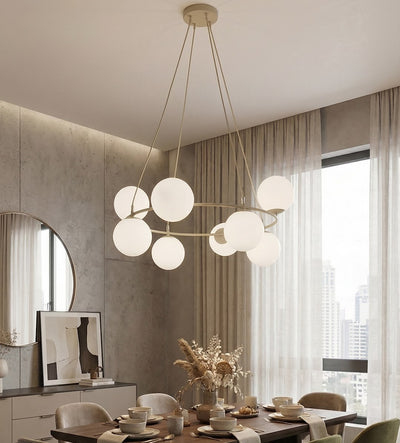 Azura hanglamp opaalwit glas 8-lichts