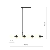 RORY 8-lichts hanglamp - Wit glas - Zwart frame - afbeelding 2