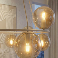 Azura hanglamp amber glas 8-lichts amber