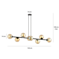 ROSSI 8-lichts hanglamp - Amber glas - Zwart frame - afbeelding 2