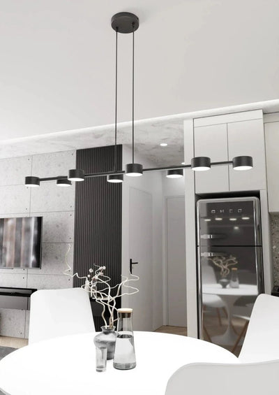 MEGARA 8-lichts hanglamp - Zwart frame