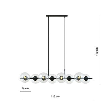 RORY 8-lichts hanglamp - Helder glas